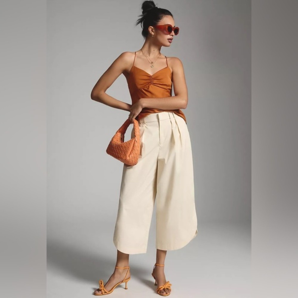 NEW Anthropologie Mare Mare Curved-Hem Chino Pants in Light Sand XS Petite